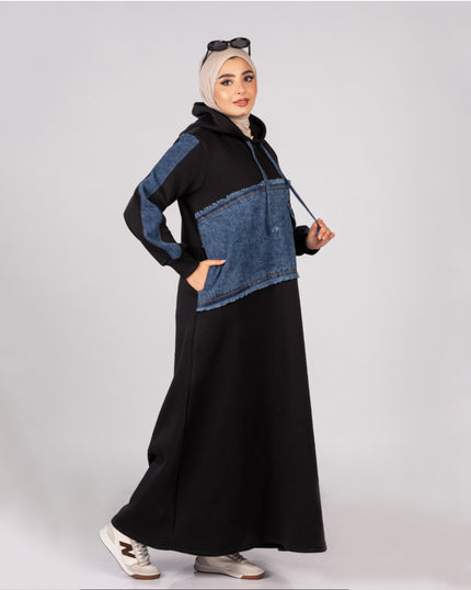 Hoodie Dress in Denim Mix 925