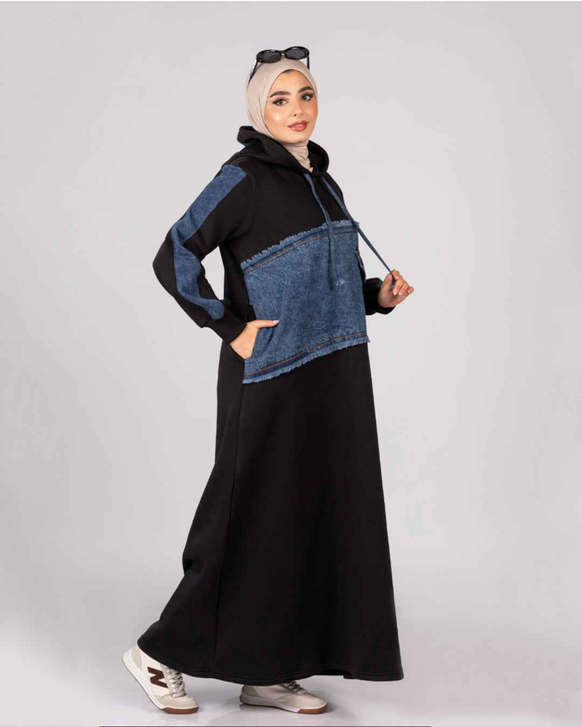 Hoodie Dress in Denim Mix 925