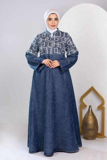 Embroidered Denim Kaftan 930