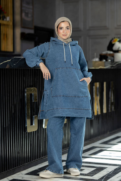 سوت جينز صيفي محجر 936