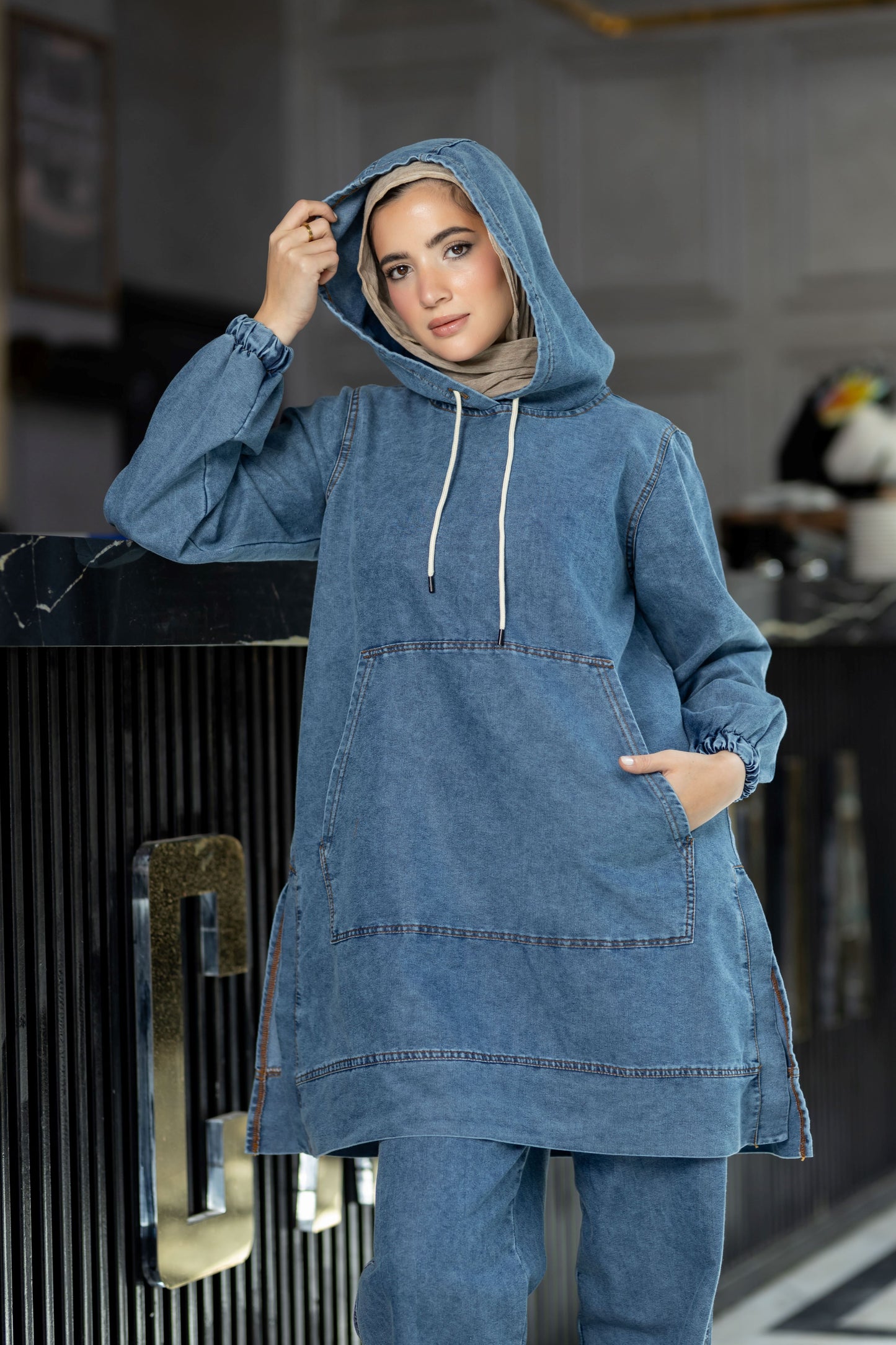 سوت جينز صيفي محجر 936