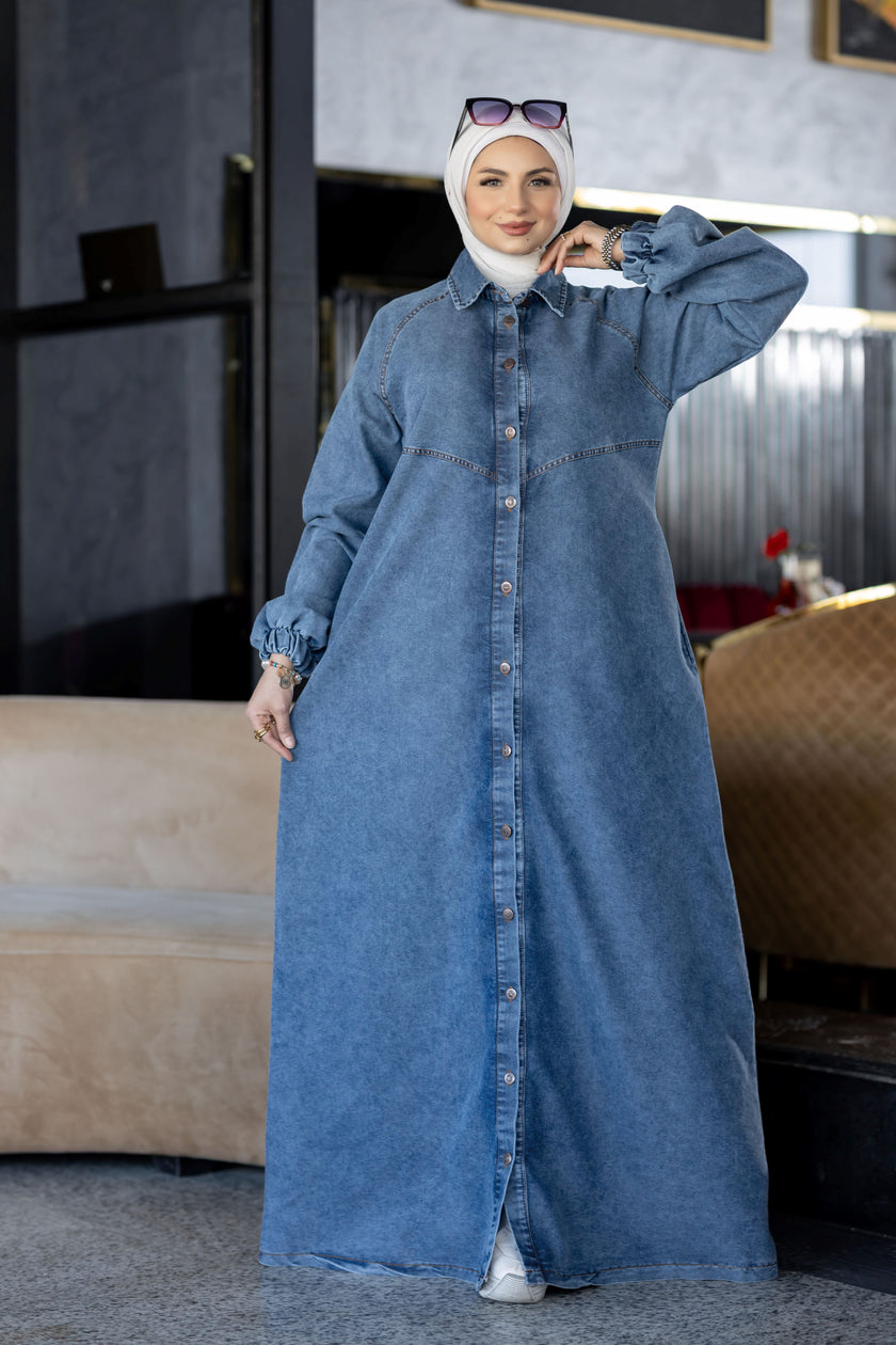 Modest Denim Summer Dress 941