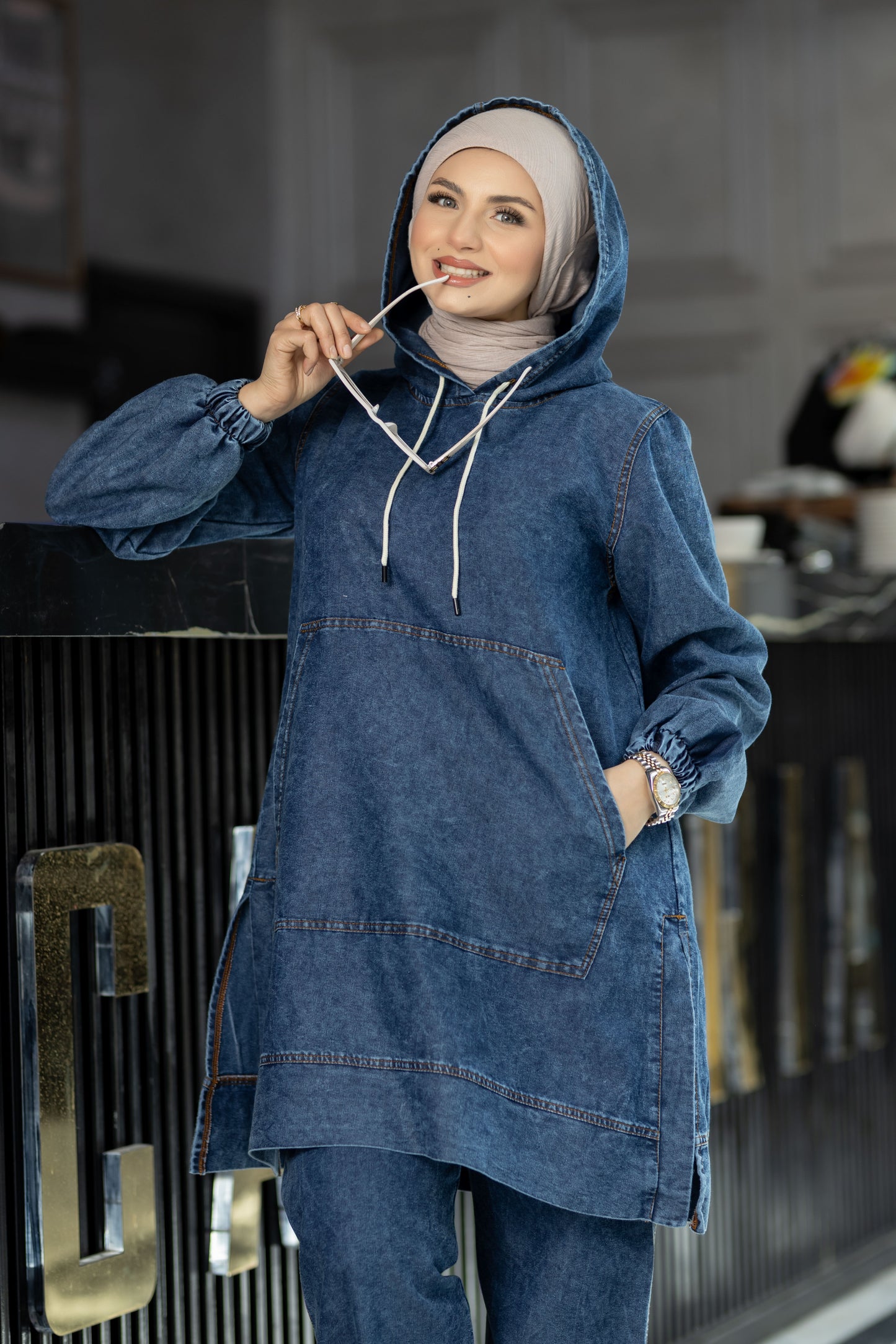 سوت جينز صيفي محجر 936