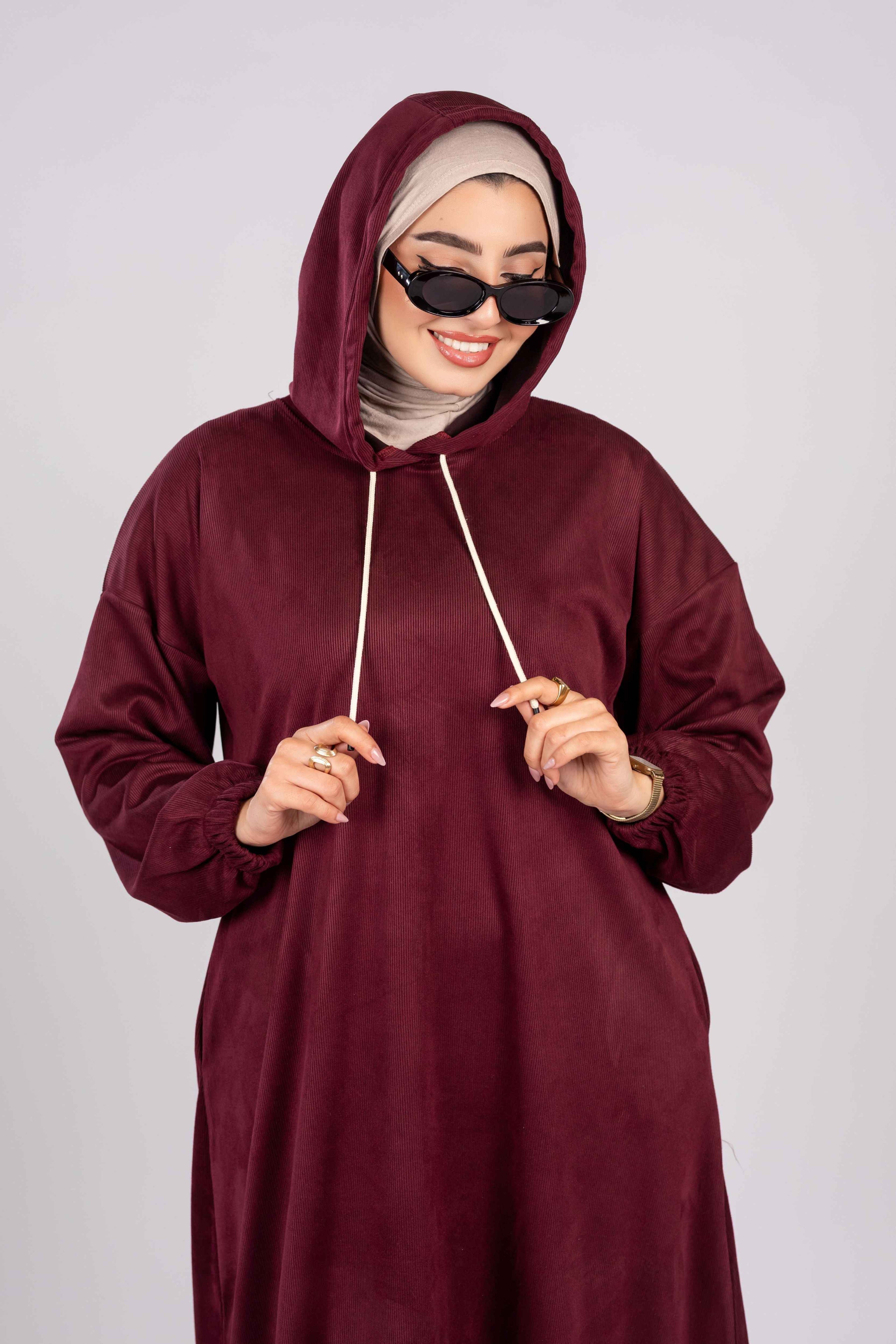 Modest Long Hoodie Dress 926