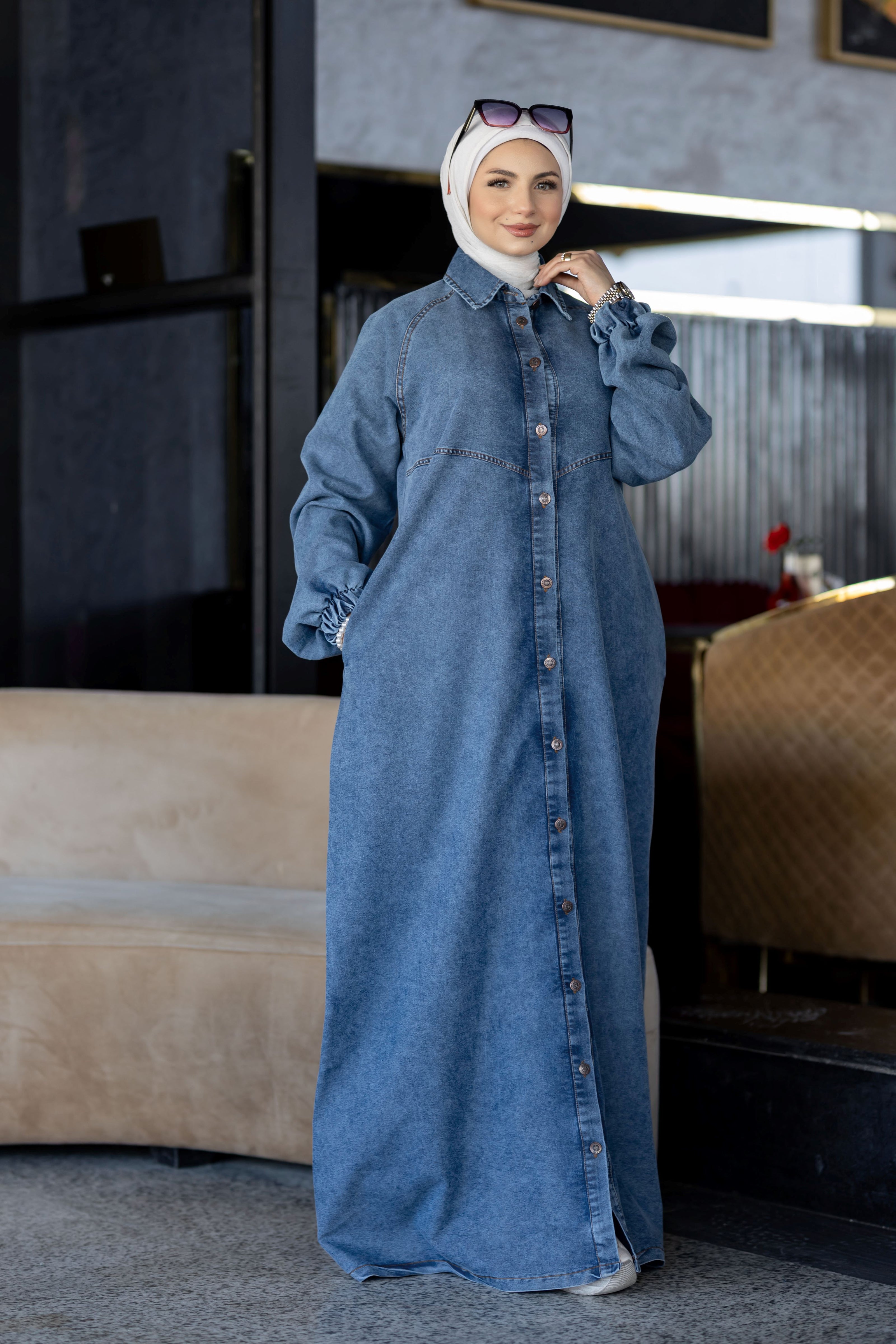 Modest Denim Summer Dress 941