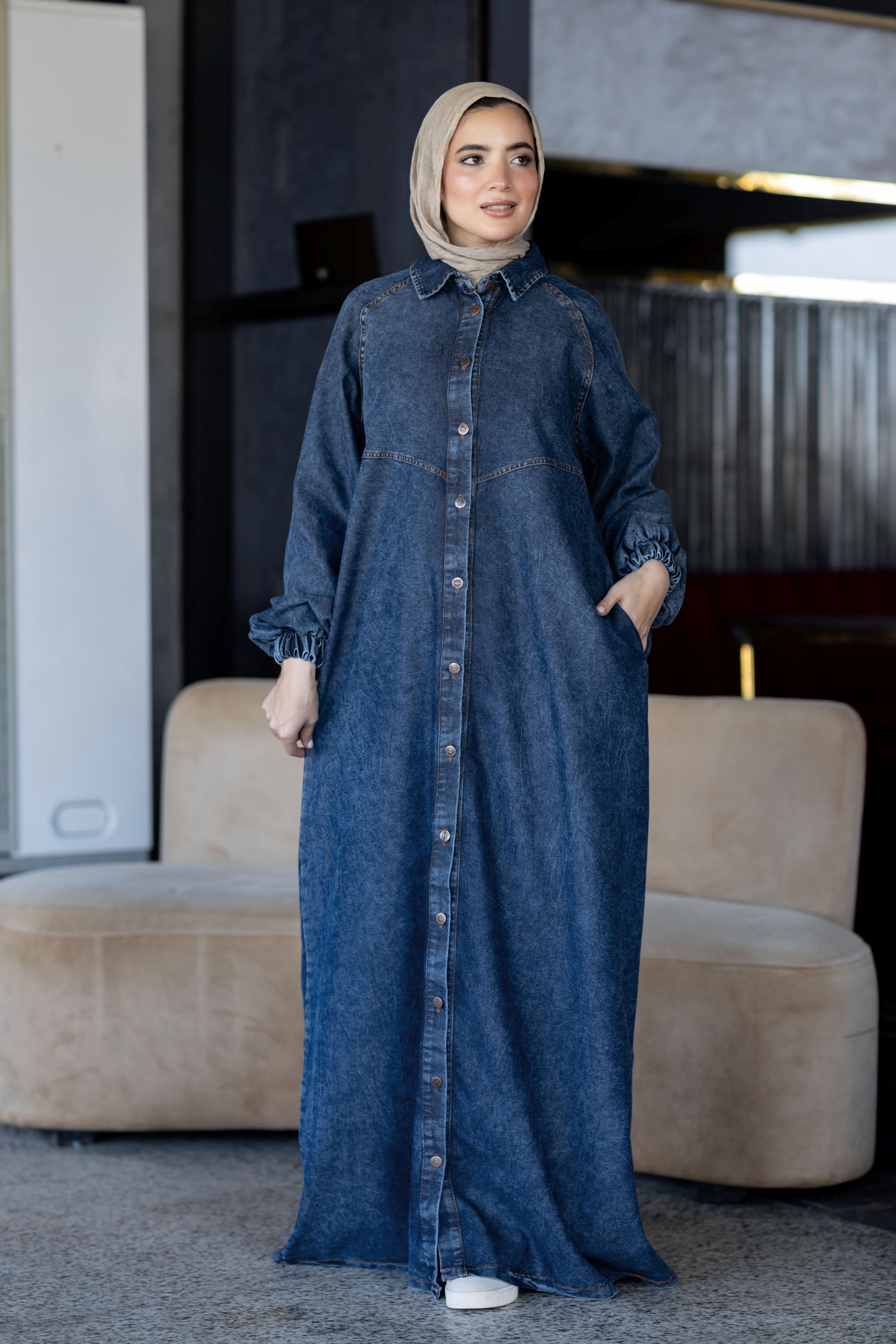 Modest Denim Summer Dress 941