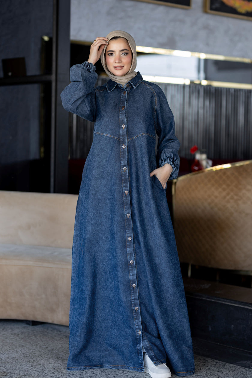 Modest Denim Summer Dress 941
