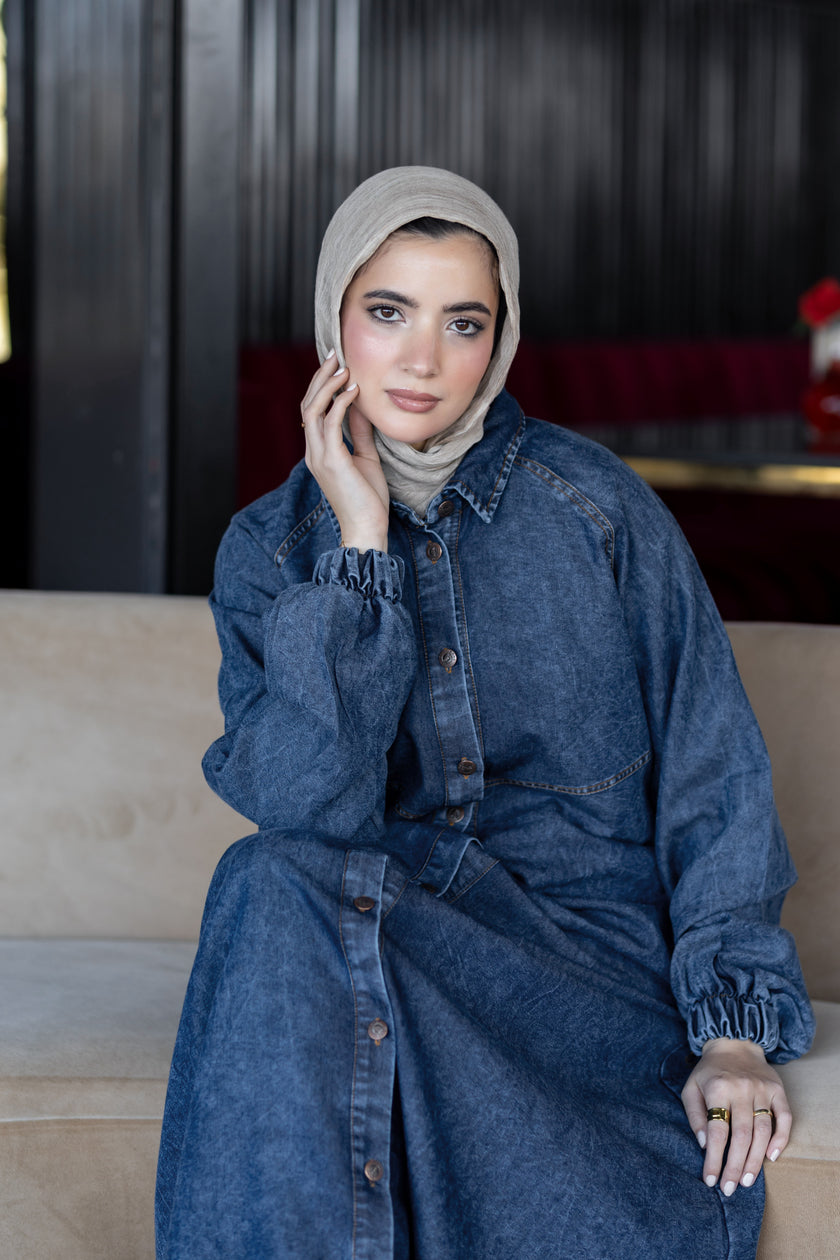 Modest Denim Summer Dress 941