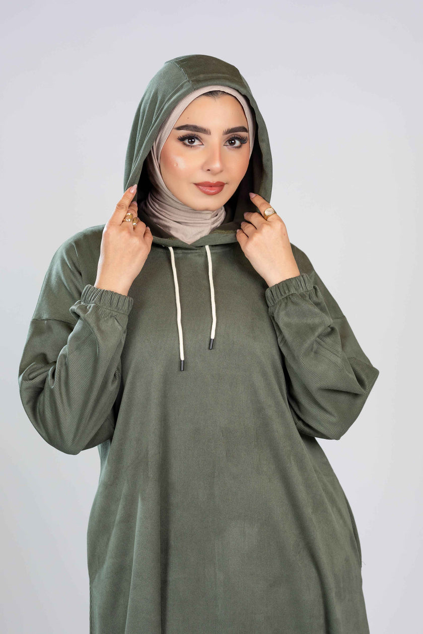 Modest Long Hoodie Dress 926
