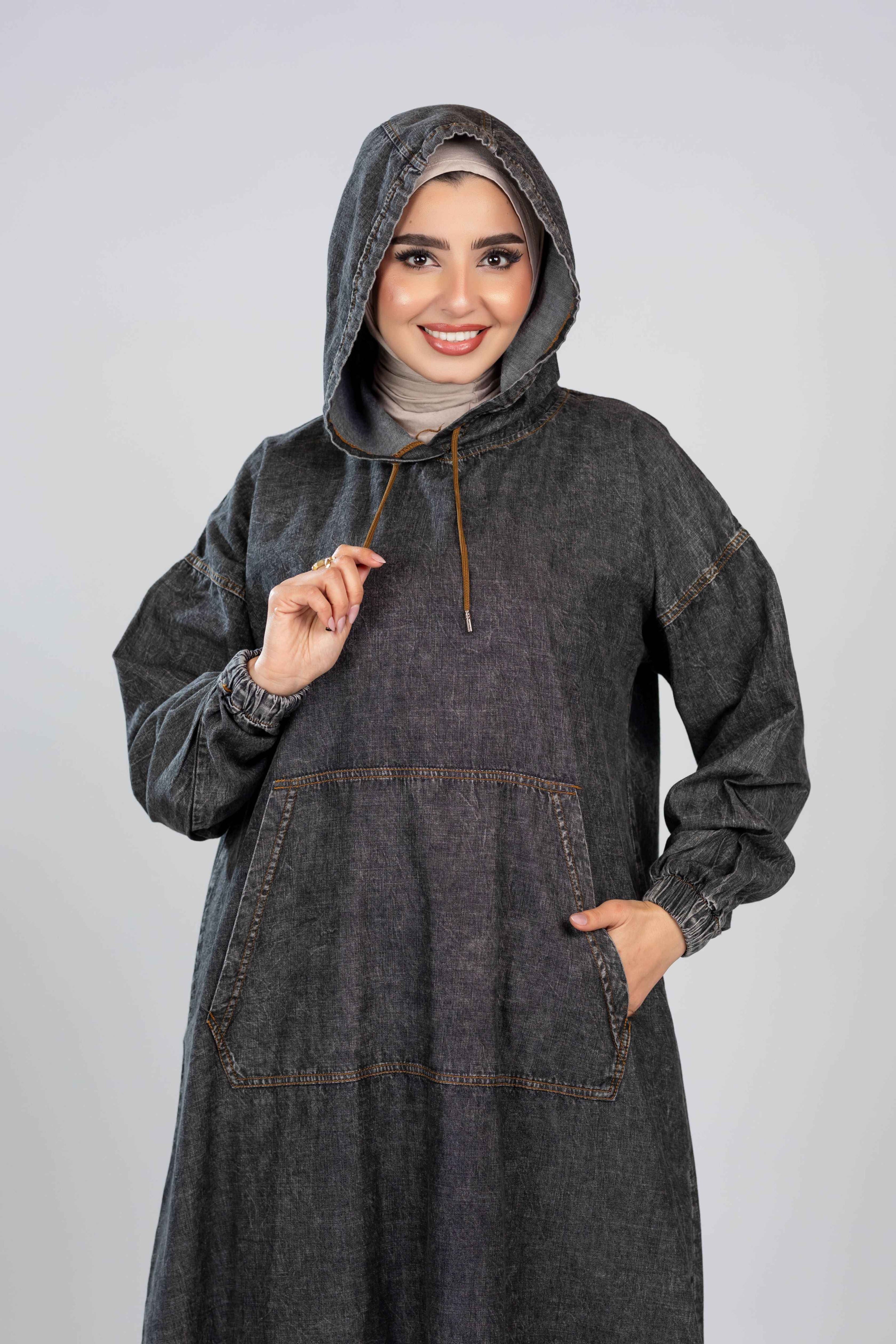 Denim Hoodie Dress 927
