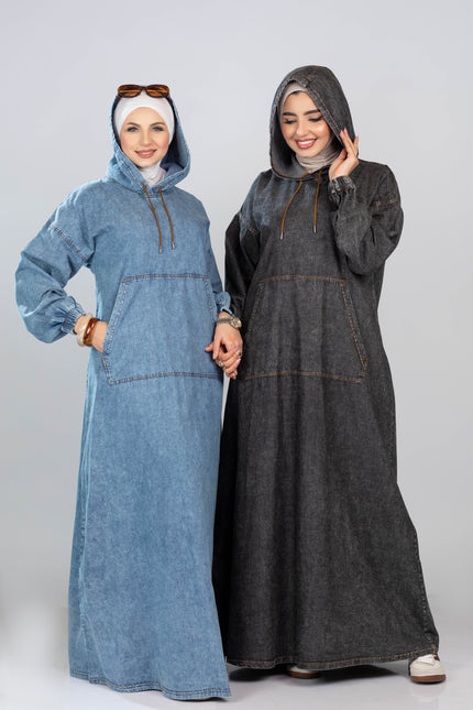 Denim Hoodie Dress 927