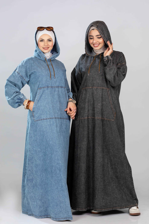 Denim Hoodie Dress 927