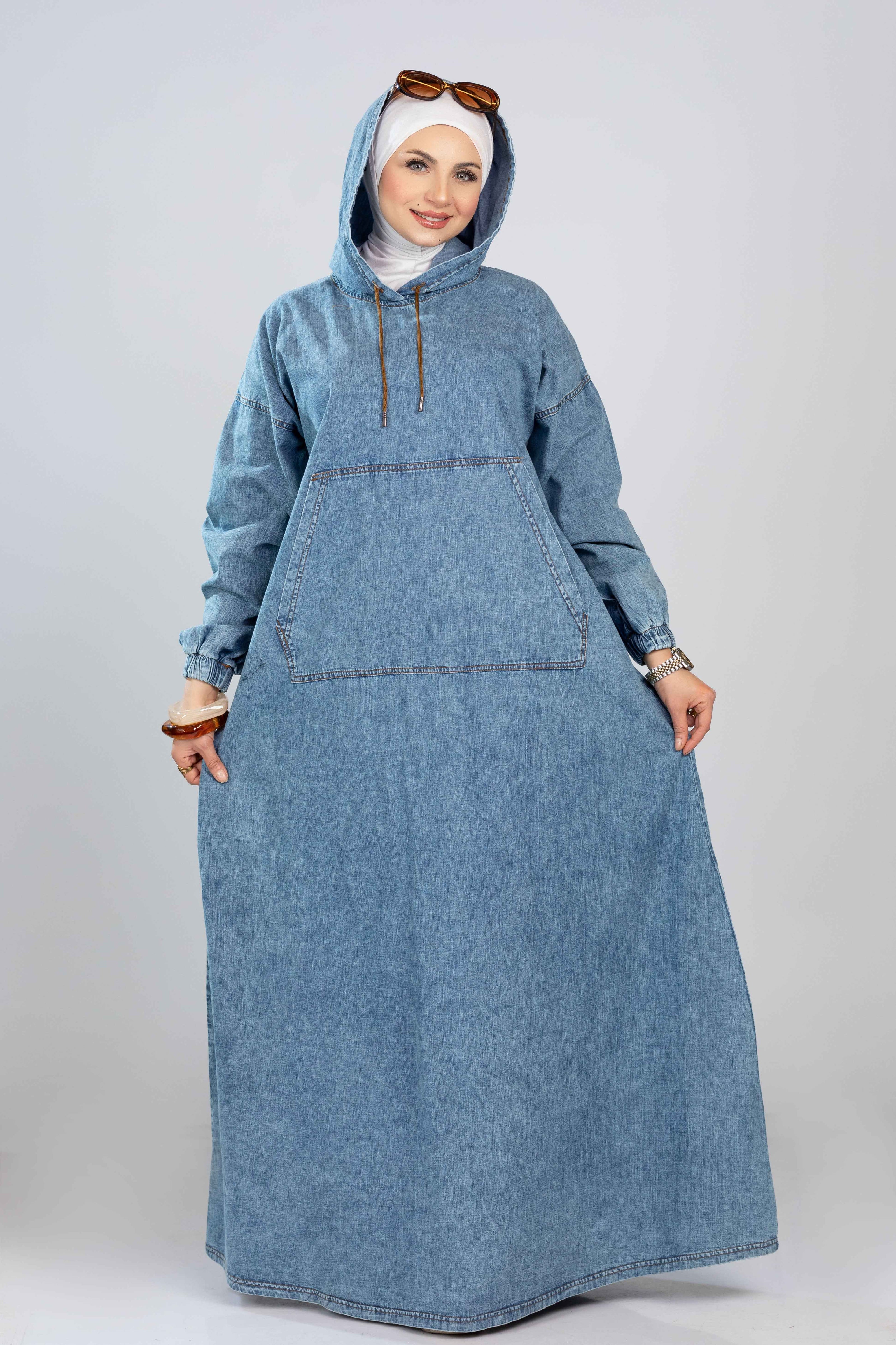 Denim Hoodie Dress 927
