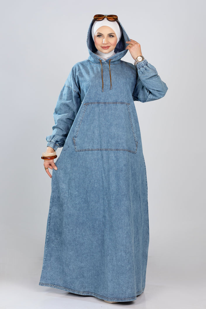 Denim Hoodie Dress 927