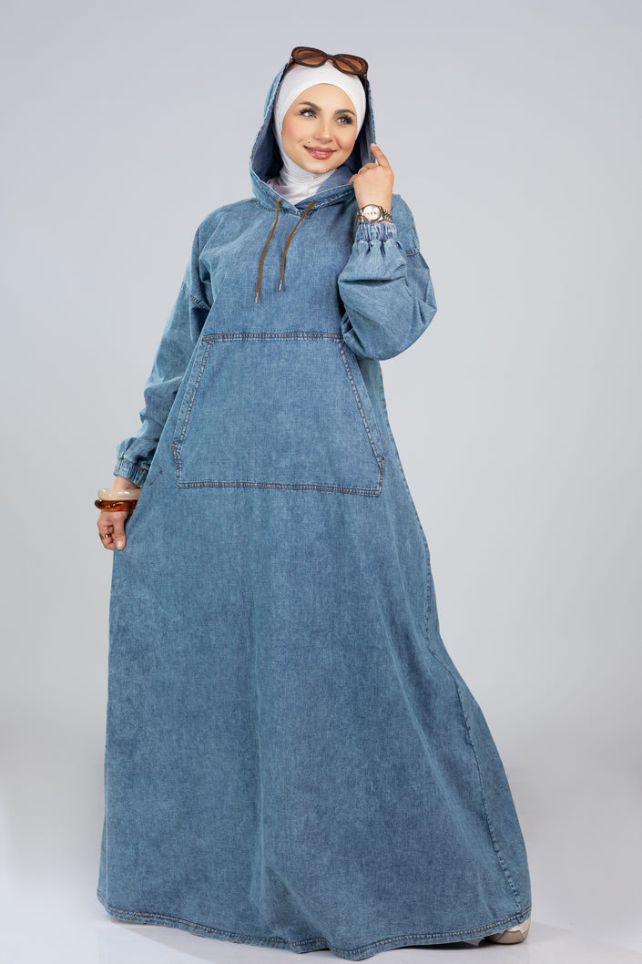 Denim Hoodie Dress 927