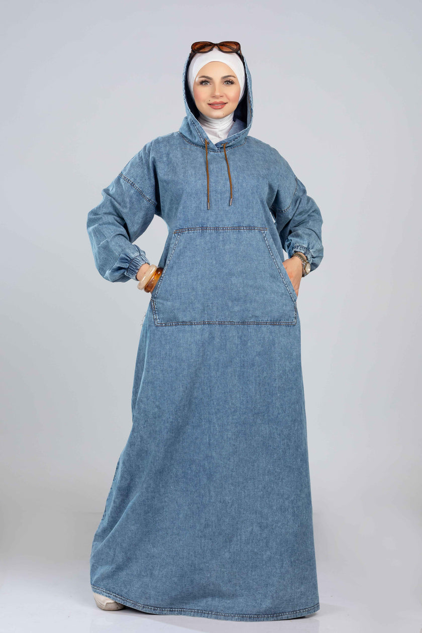 Denim Hoodie Dress 927