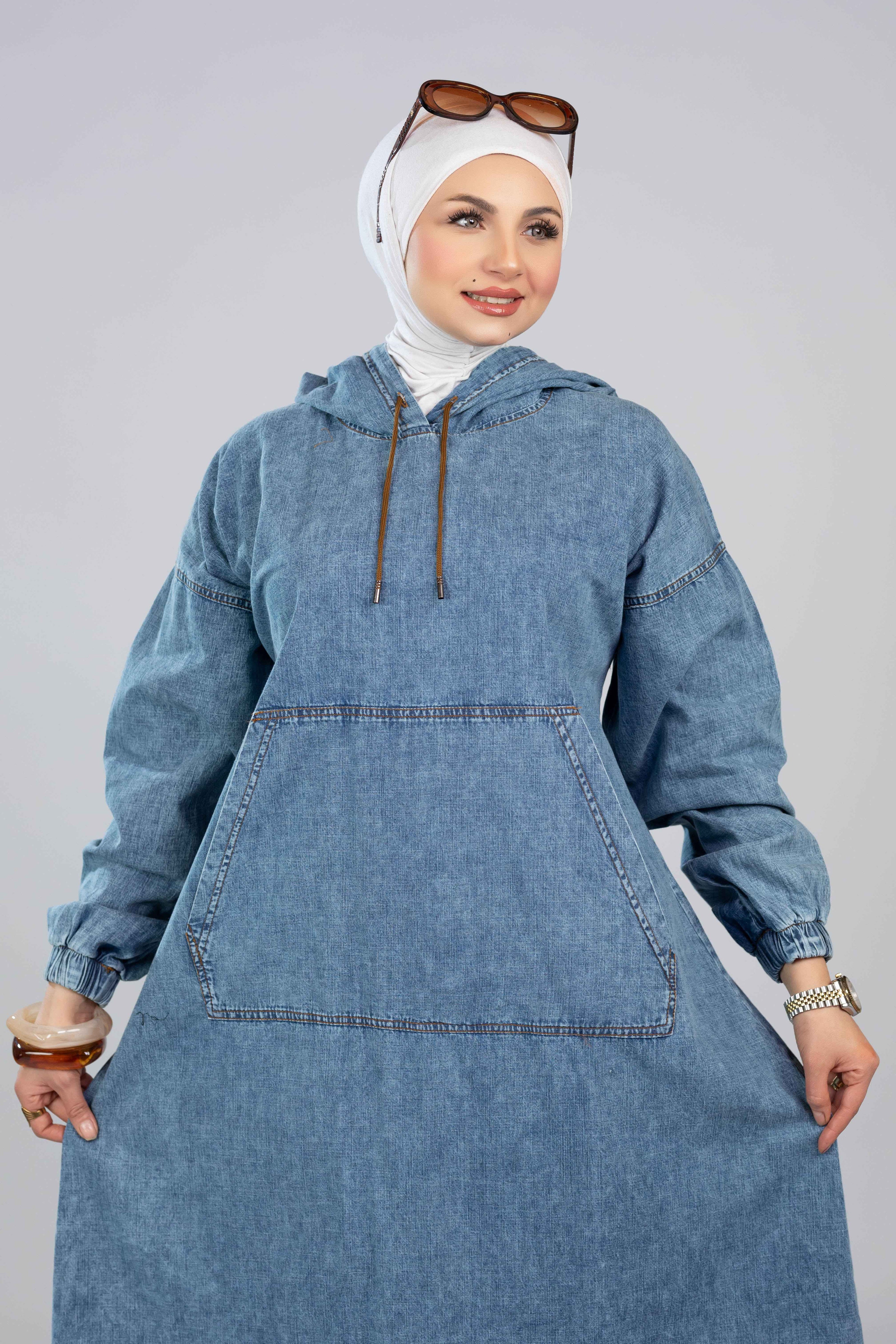 Denim Hoodie Dress 927