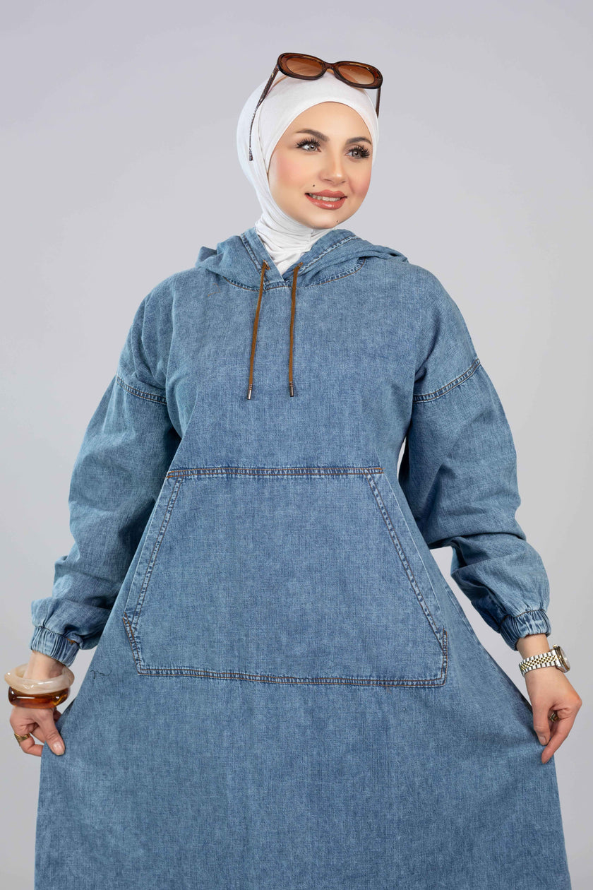 Denim Hoodie Dress 927